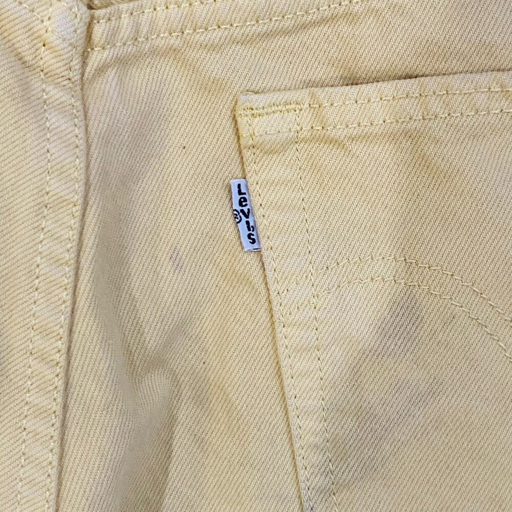 Levi’s 501 High Rise Straight Cropped Raw Hem Yellow Denim Jeans Sz W2 - Picture 6 of 9